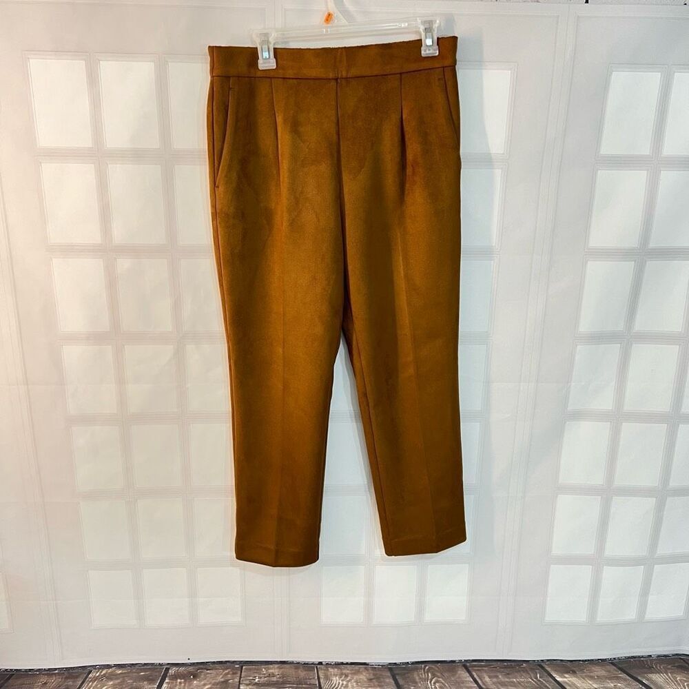 Ann Taylor Camel Brown Pull On Pleated Velvet Casual Pants Size Medium